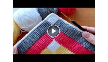 Super Easy Tunisian Knitting krochet baby blanket Çok kolay Tunus işi örgü modeli
